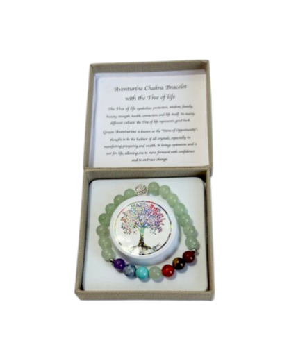 Chakra Bracelet Aventurine & Tree of Life Bead