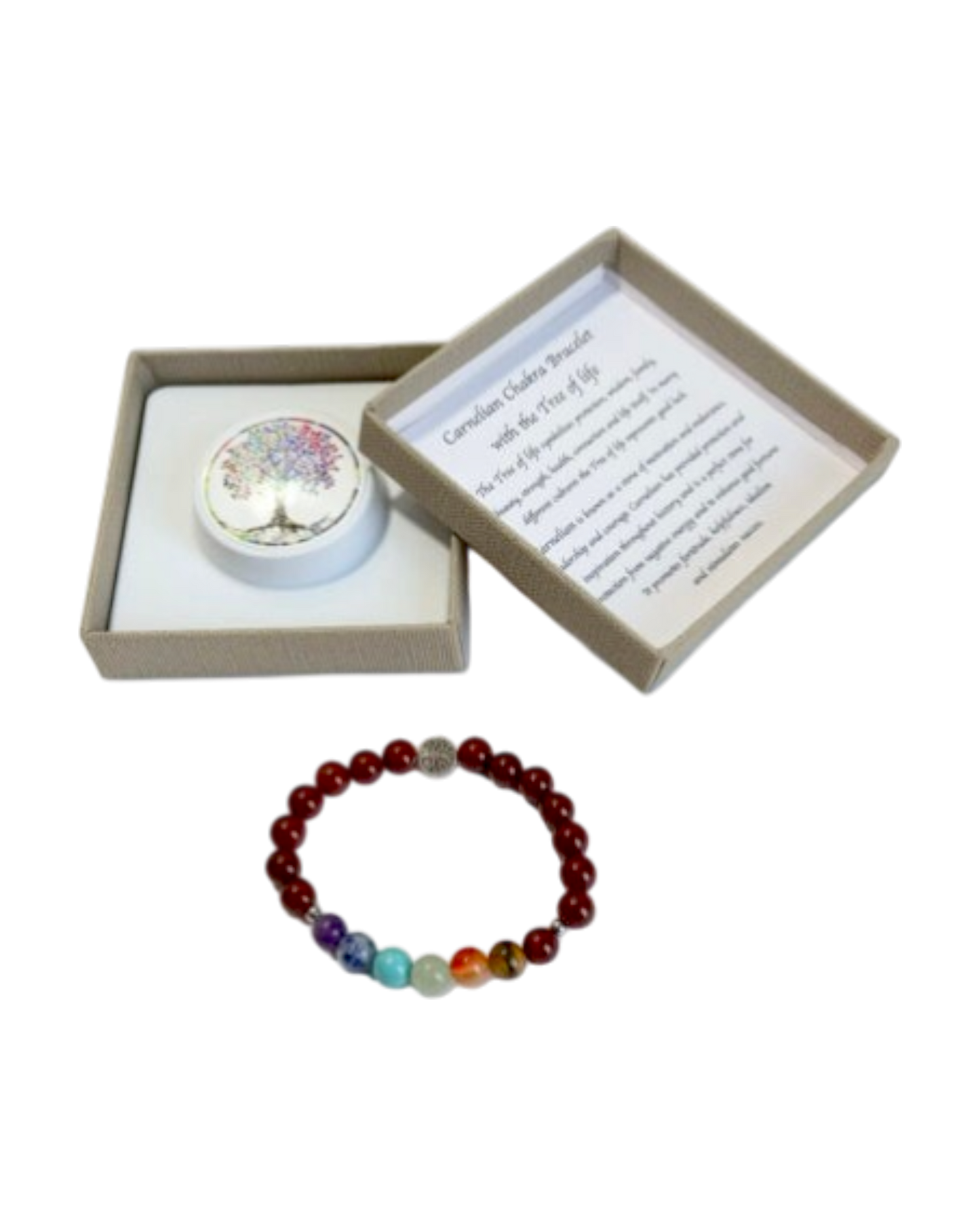 Chakra Bracelet Carnelian & Tree of Life Bead