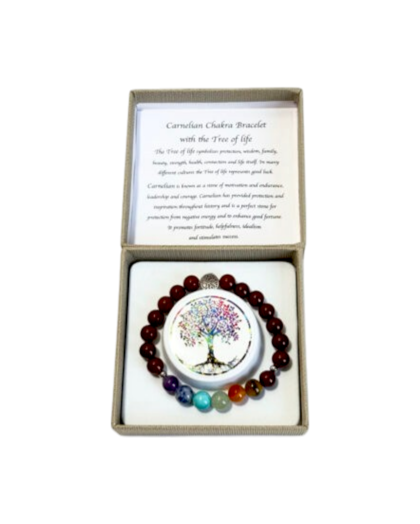 Chakra Bracelet Carnelian & Tree of Life Bead