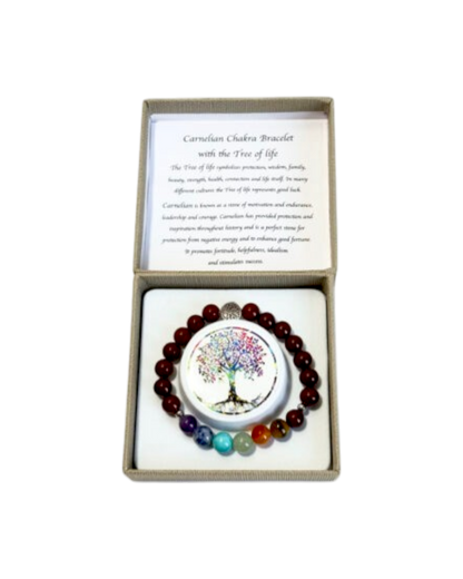 Chakra Bracelet Carnelian & Tree of Life Bead