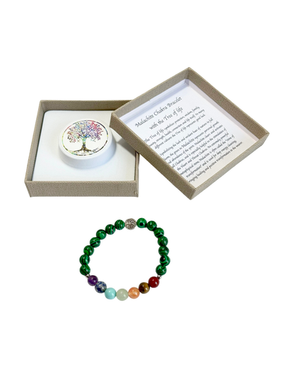 Chakra Bracelet Malachite & Tree of Life Bead