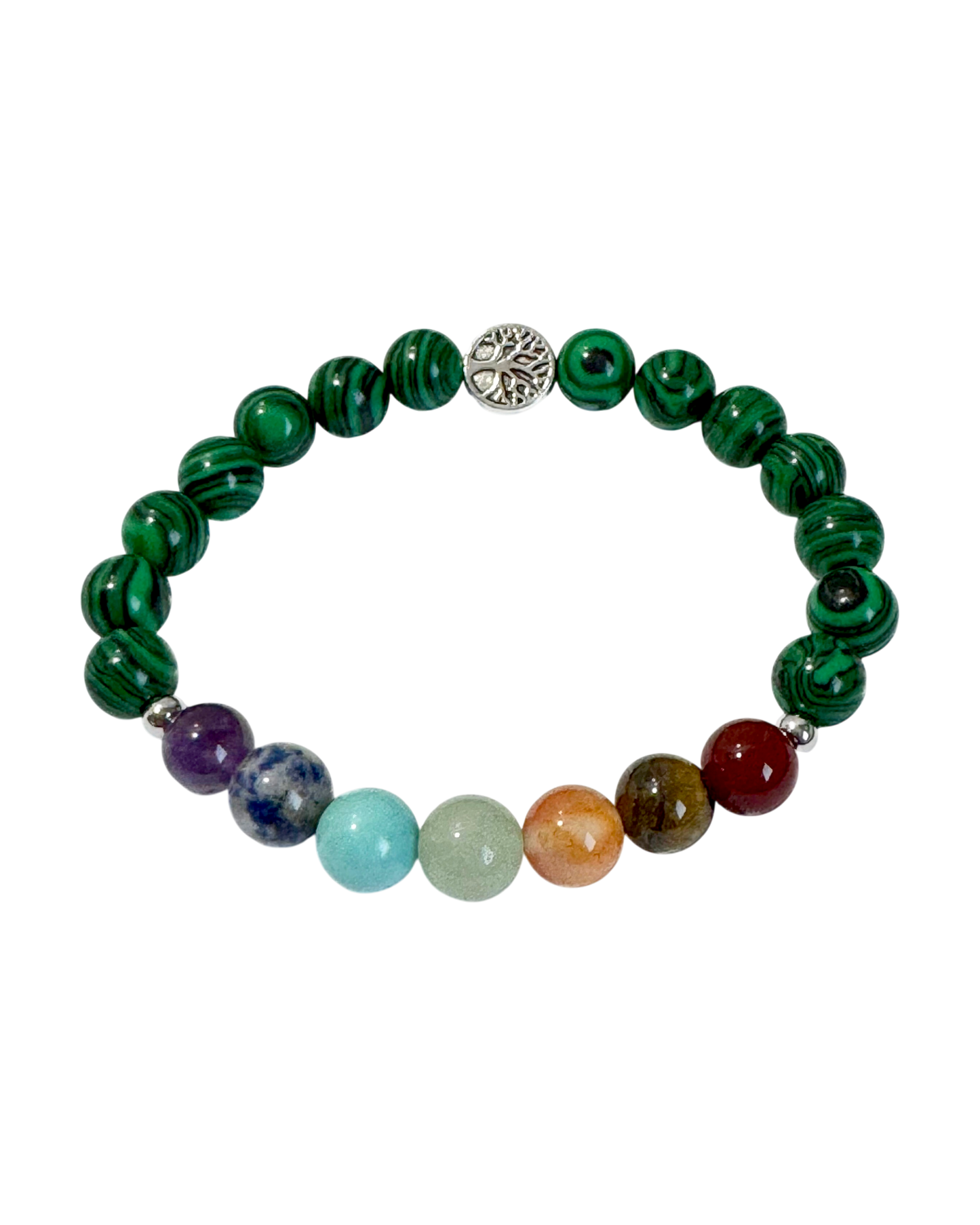 Chakra Bracelet Malachite & Tree of Life Bead