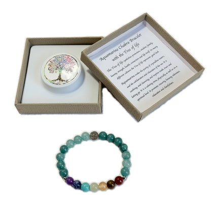 Chakra Bracelet Aquamarine & Tree of Life Bead