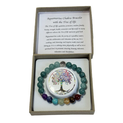 Chakra Bracelet Aquamarine & Tree of Life Bead