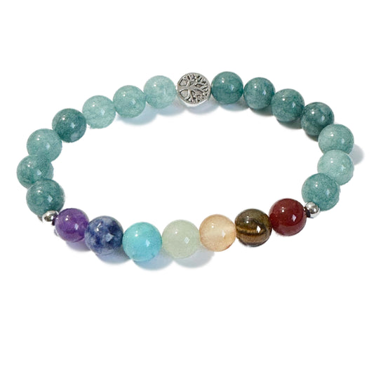 Chakra Bracelet Aquamarine & Tree of Life Bead