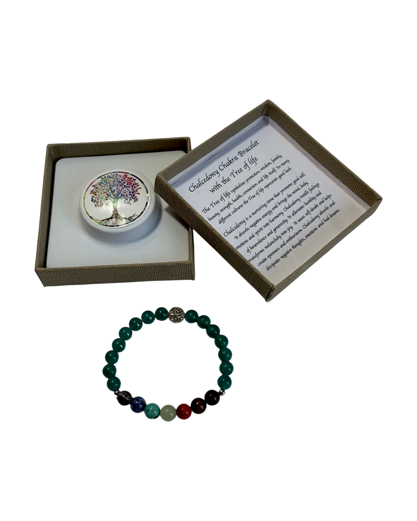 Chakra Bracelet Chalcedony & Tree of Life Bead