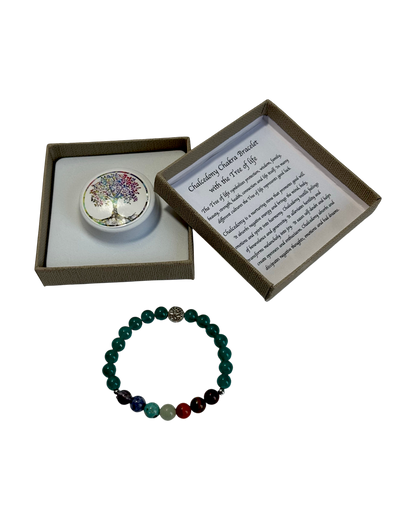 Chakra Bracelet Chalcedony & Tree of Life Bead