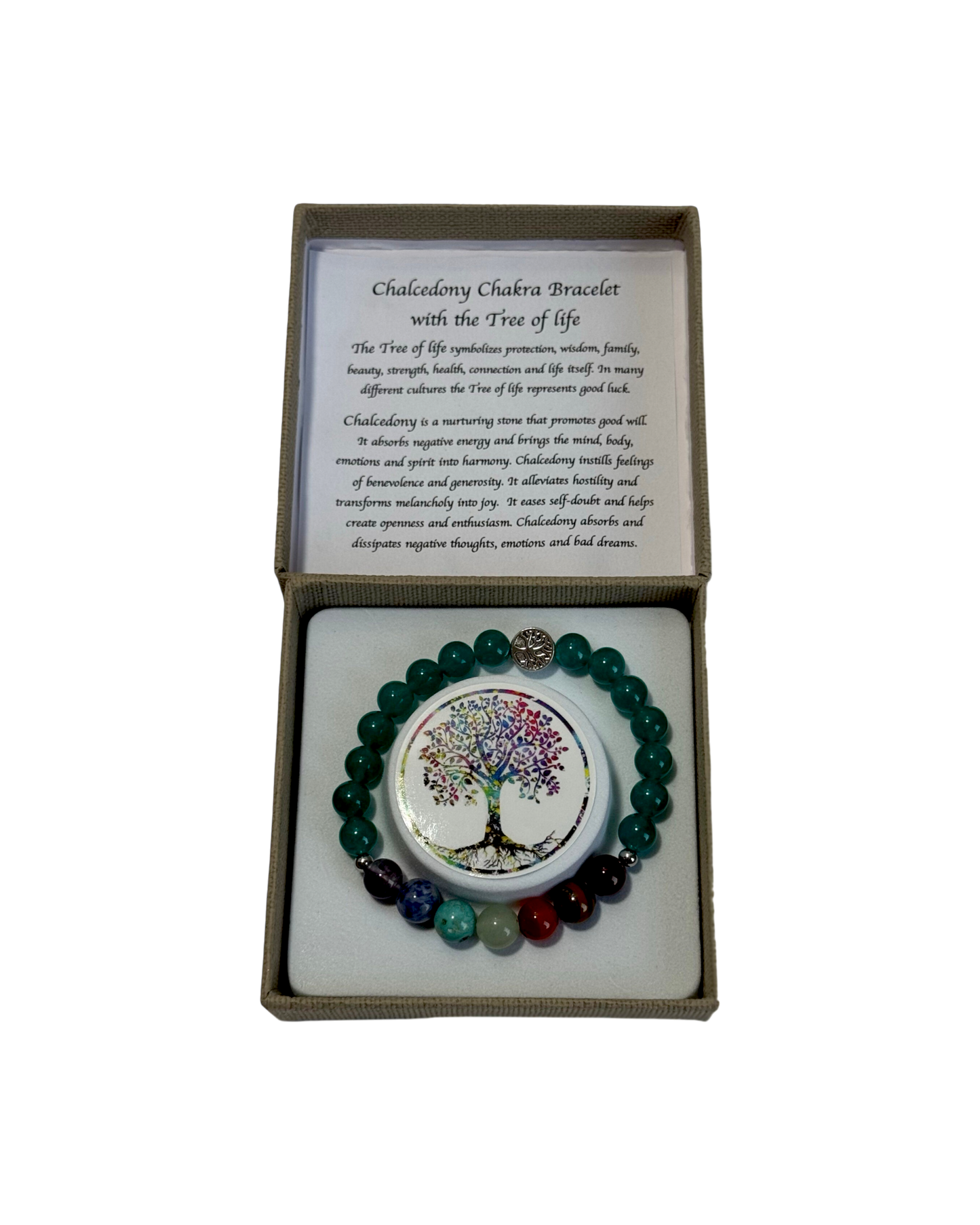 Chakra Bracelet Chalcedony & Tree of Life Bead