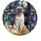 Siamese Cat on book Clock