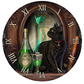 Black Cat with green fairy Clock