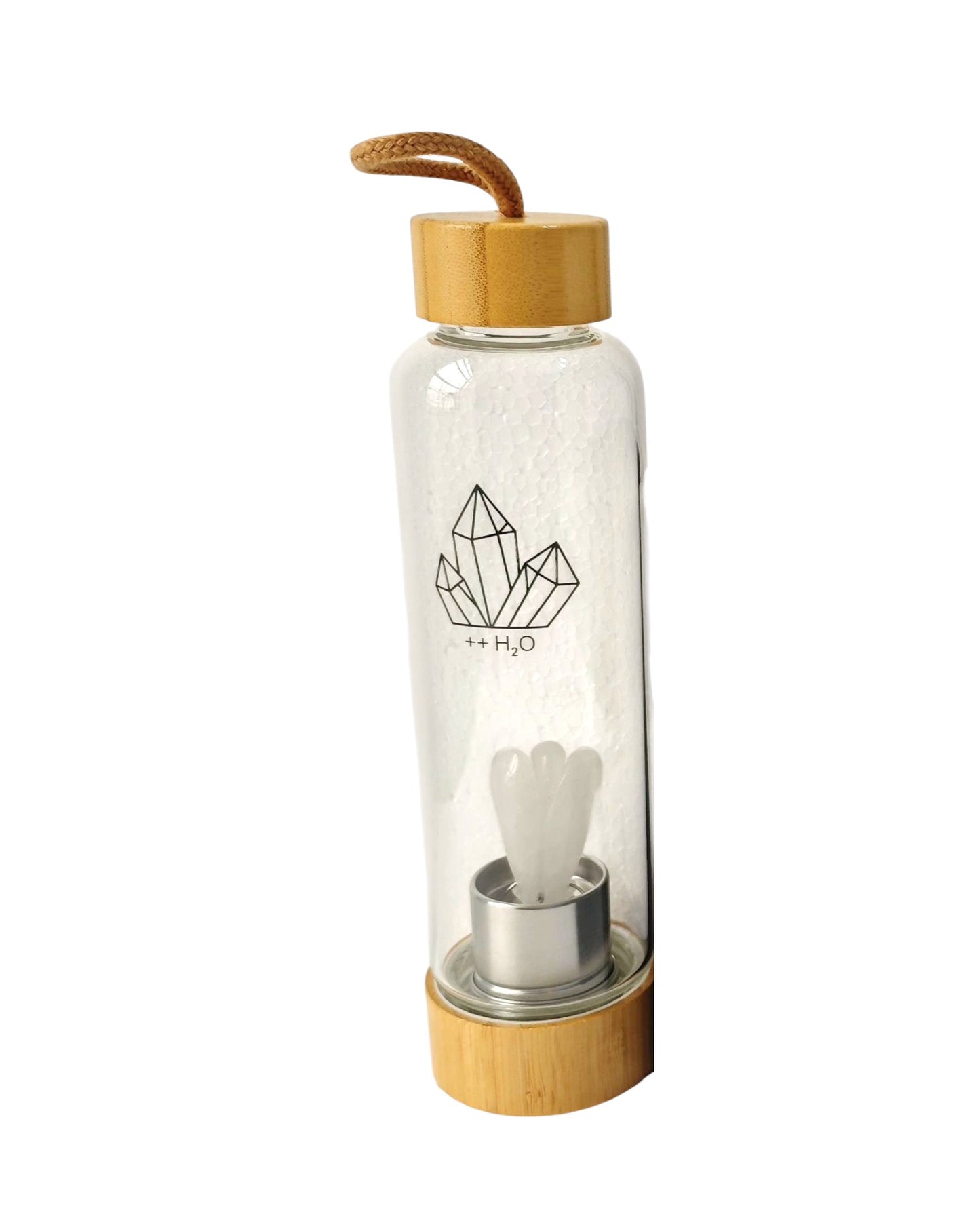 Crystal Bottle with a Clear Quartz Angel