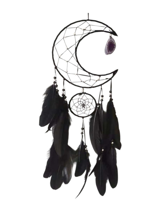 Black Moon with Agate Dreamcatcher 20cm