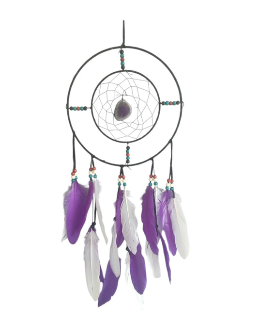 Purple Agate with Double Hoop Dreamcatcher 25cm