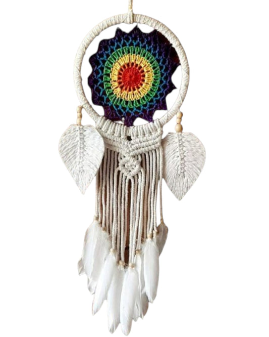 Multi with White Leaf Dreamcatcher 16cm