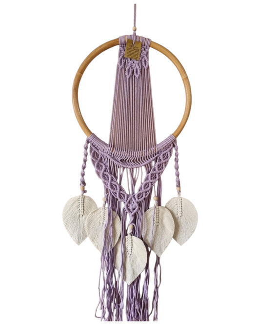 Purple Dreamcatcher with 5 White Leaves 32cm NEW!