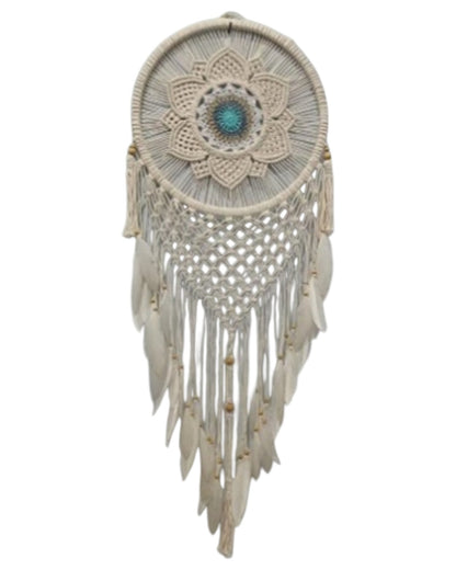 Natural with Teal Flower Dreamcatcher 40cm