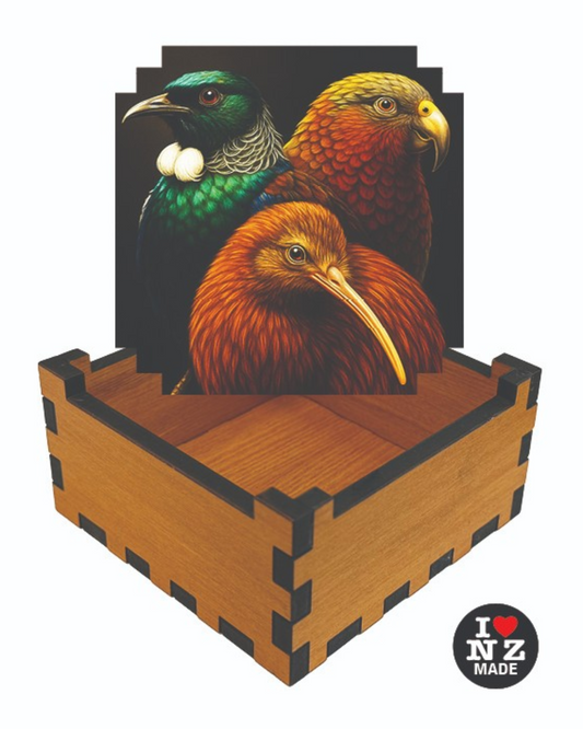 NZ Birds Trio Rimu Veneer Giftbox
