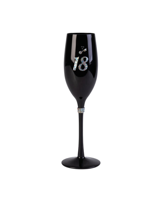 Happy 18th Birthday Black Luxe Champagne Flute