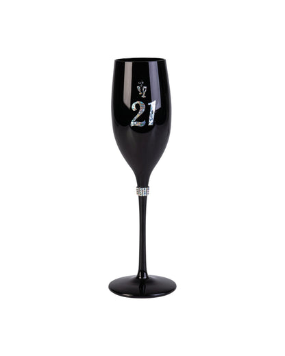 Happy 21st Birthday Black Luxe Champagne Flute