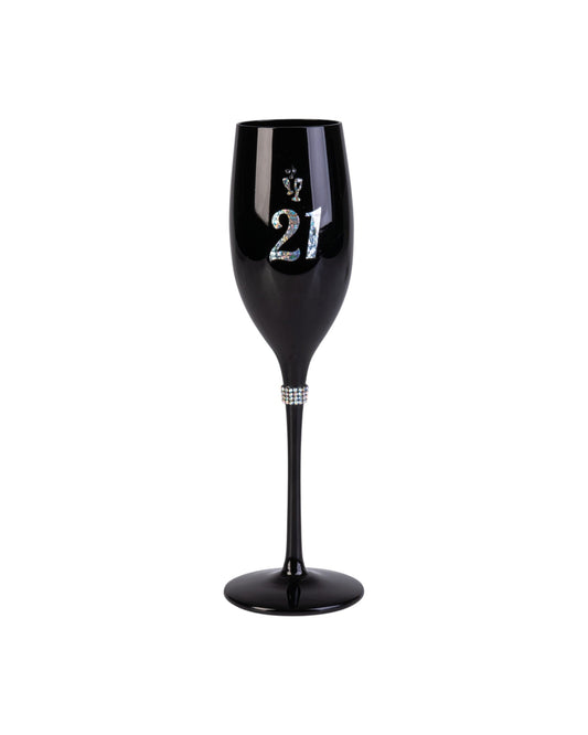 Happy 21st Birthday Black Luxe Champagne Flute