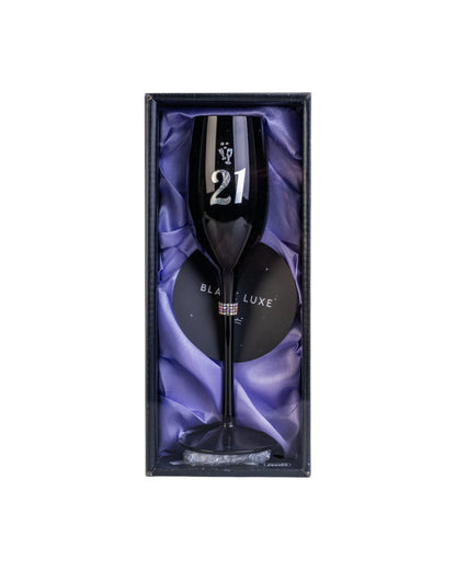 Happy 21st Birthday Black Luxe Champagne Flute
