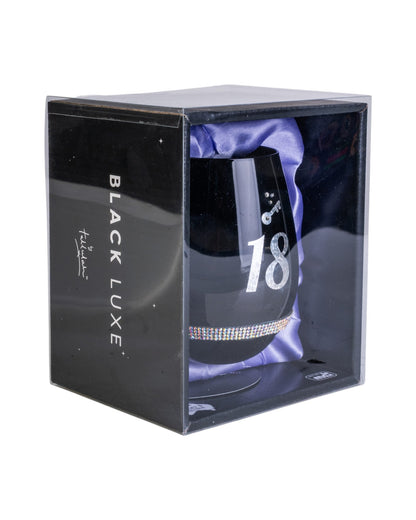 Happy 18th Birthday Black Luxe Stemless Wine Glass
