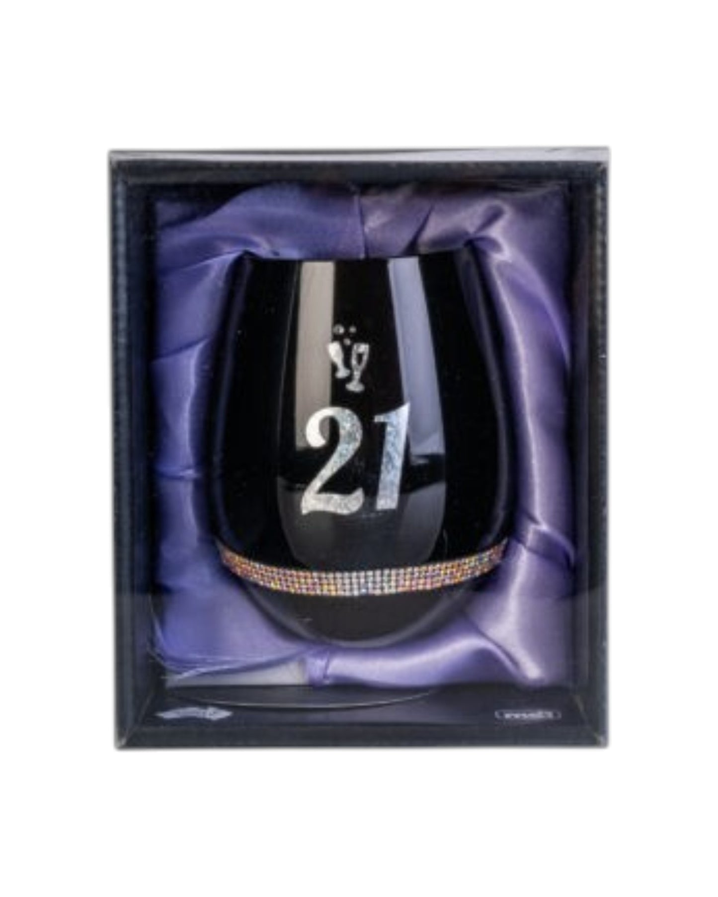 Happy 21st Birthday Black Luxe Stemless Wine Glass
