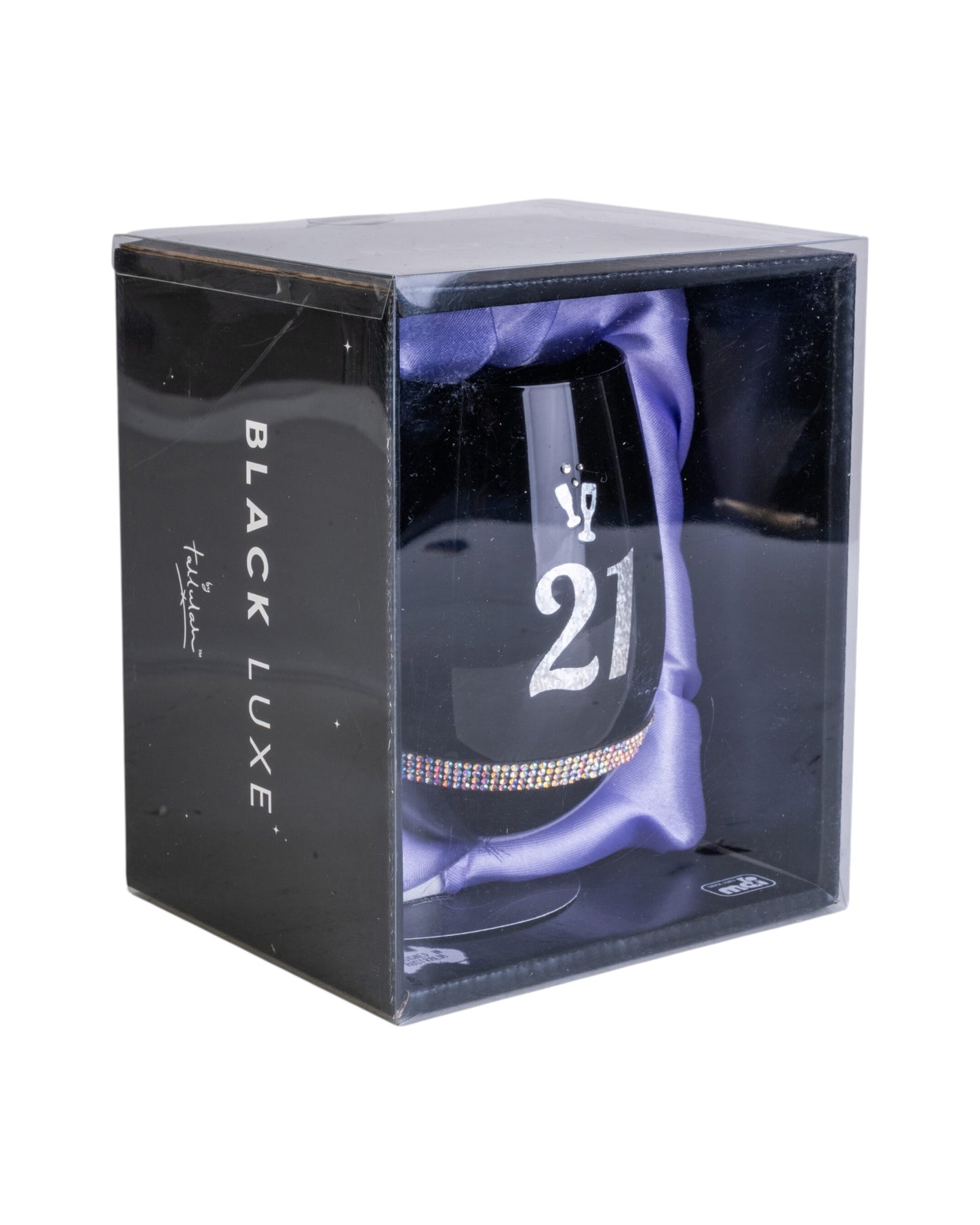 Happy 21st Birthday Black Luxe Stemless Wine Glass