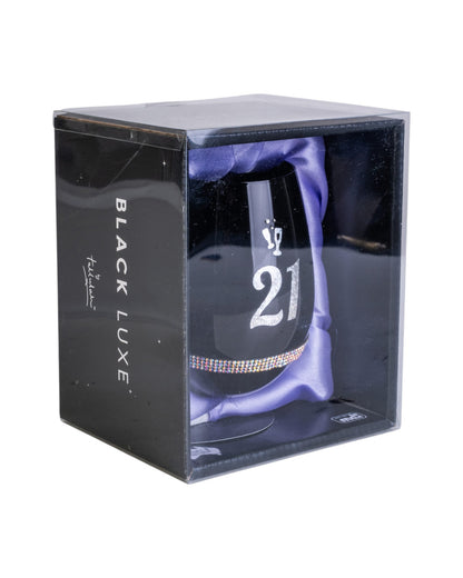 Happy 21st Birthday Black Luxe Stemless Wine Glass