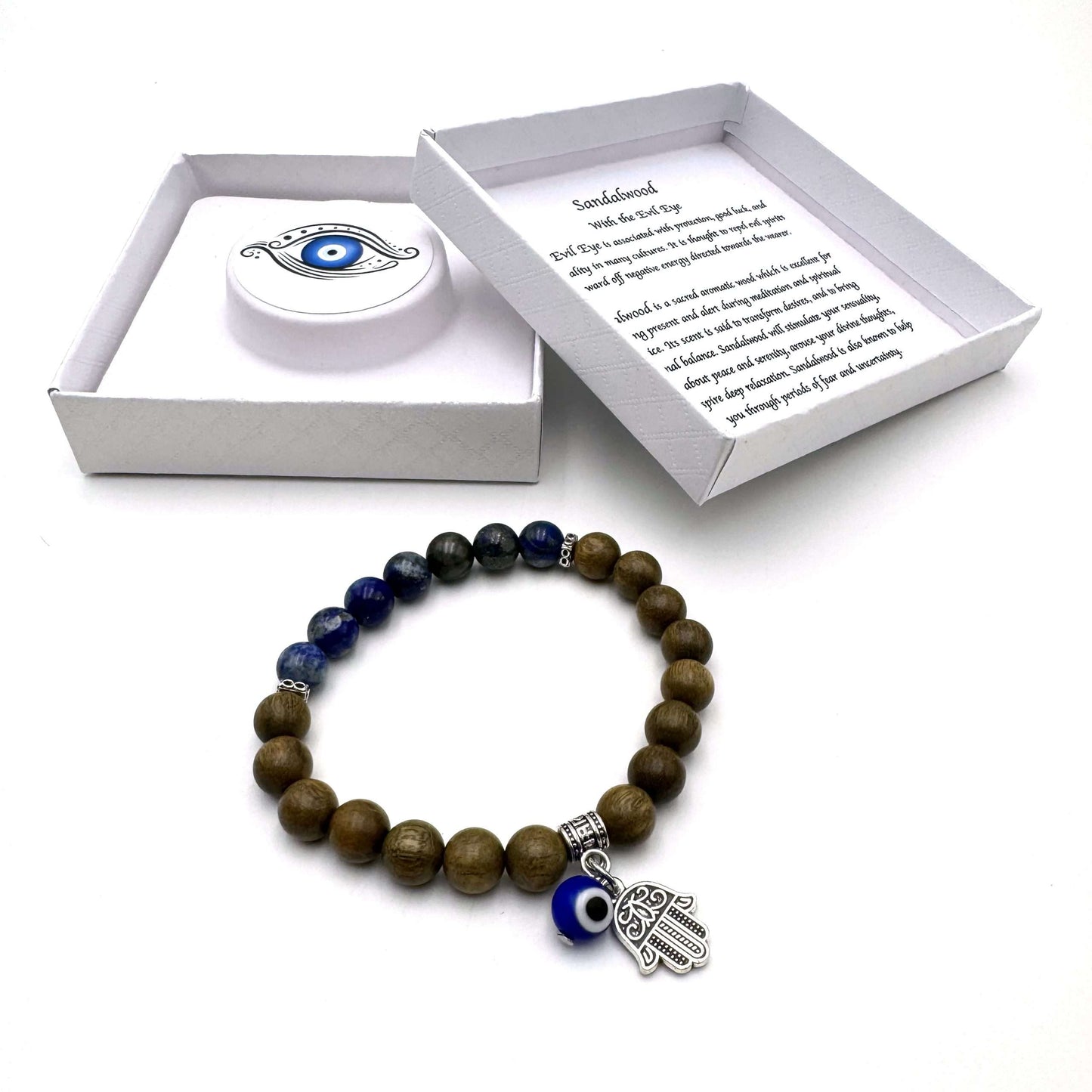 Hamsa Evil Eye Charm Bracelet- Sandalwood