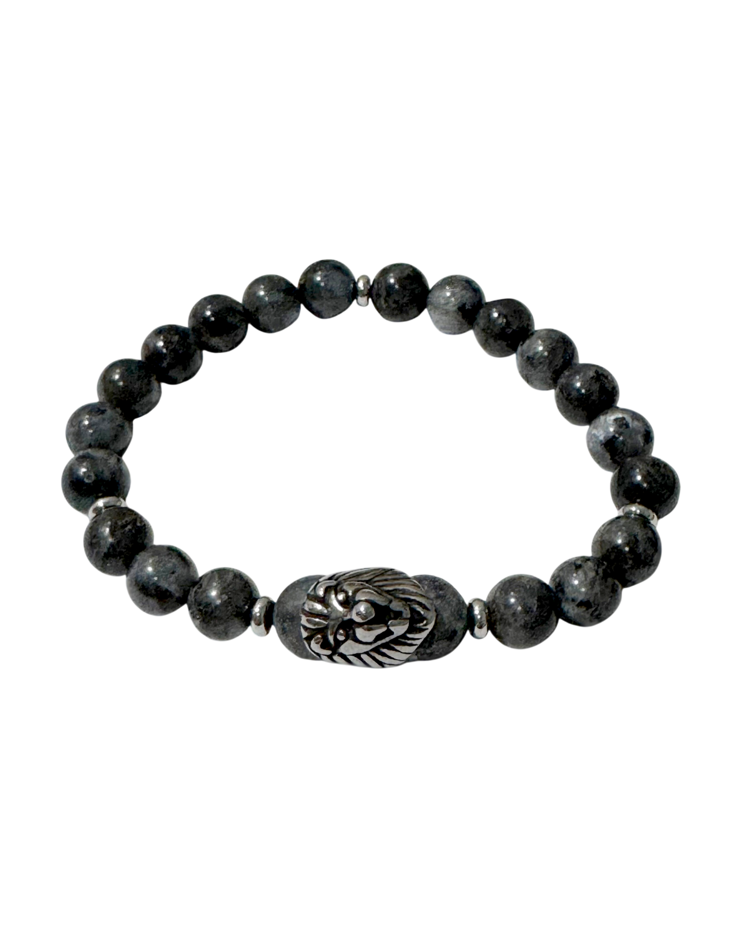 Men’s Bracelet Dark Labradorite & Lion Head Bead