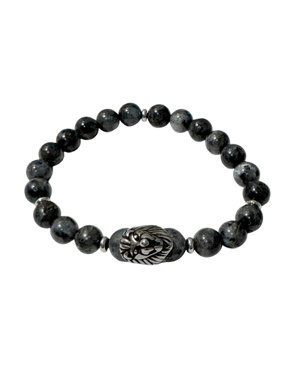 Men’s Bracelet Dark Labradorite & Lion Head Bead