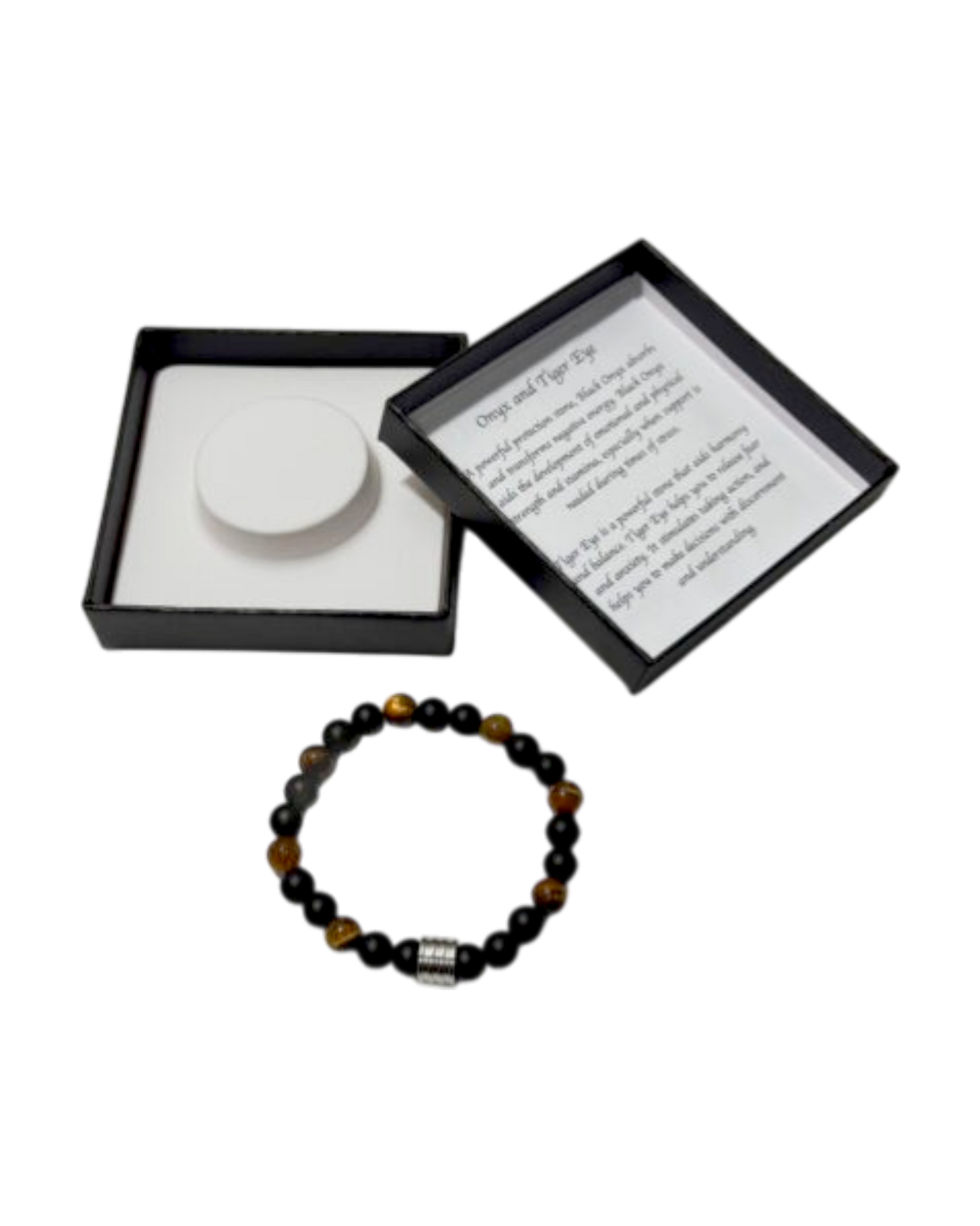 Men’s Bracelet Matte Onyx+Tiger Eye & 4 Ring Bead