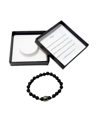 Men’s Bracelet Matte Onyx & Linked Squares Bead
