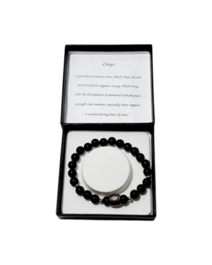 Men’s Bracelet Matte Onyx & Linked Squares Bead