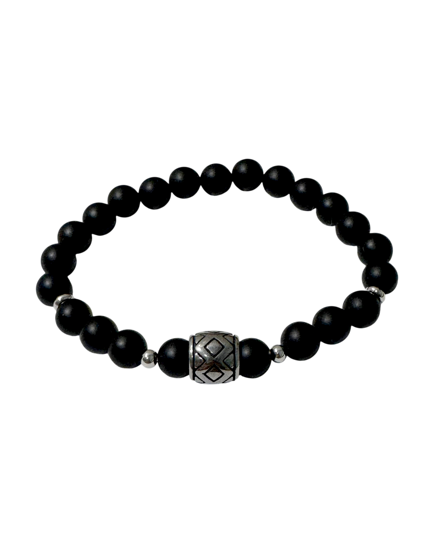 Men’s Bracelet Matte Onyx & Linked Squares Bead