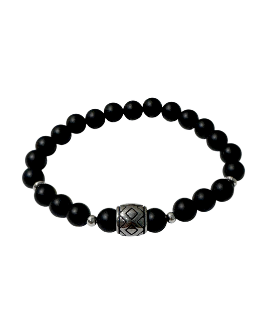 Men’s Bracelet Matte Onyx & Linked Squares Bead