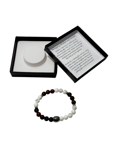 Men’s Bracelet Mahogany Obsidian & American Howlite