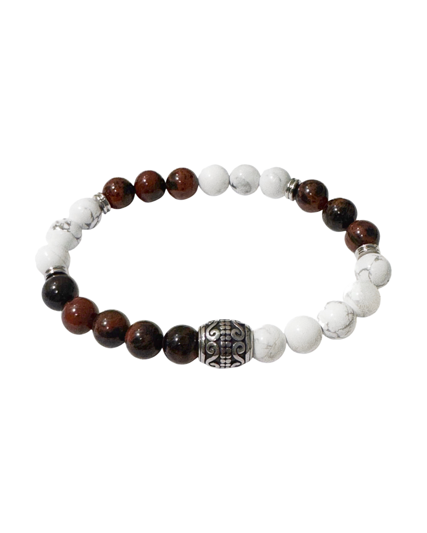 Men’s Bracelet Mahogany Obsidian & American Howlite