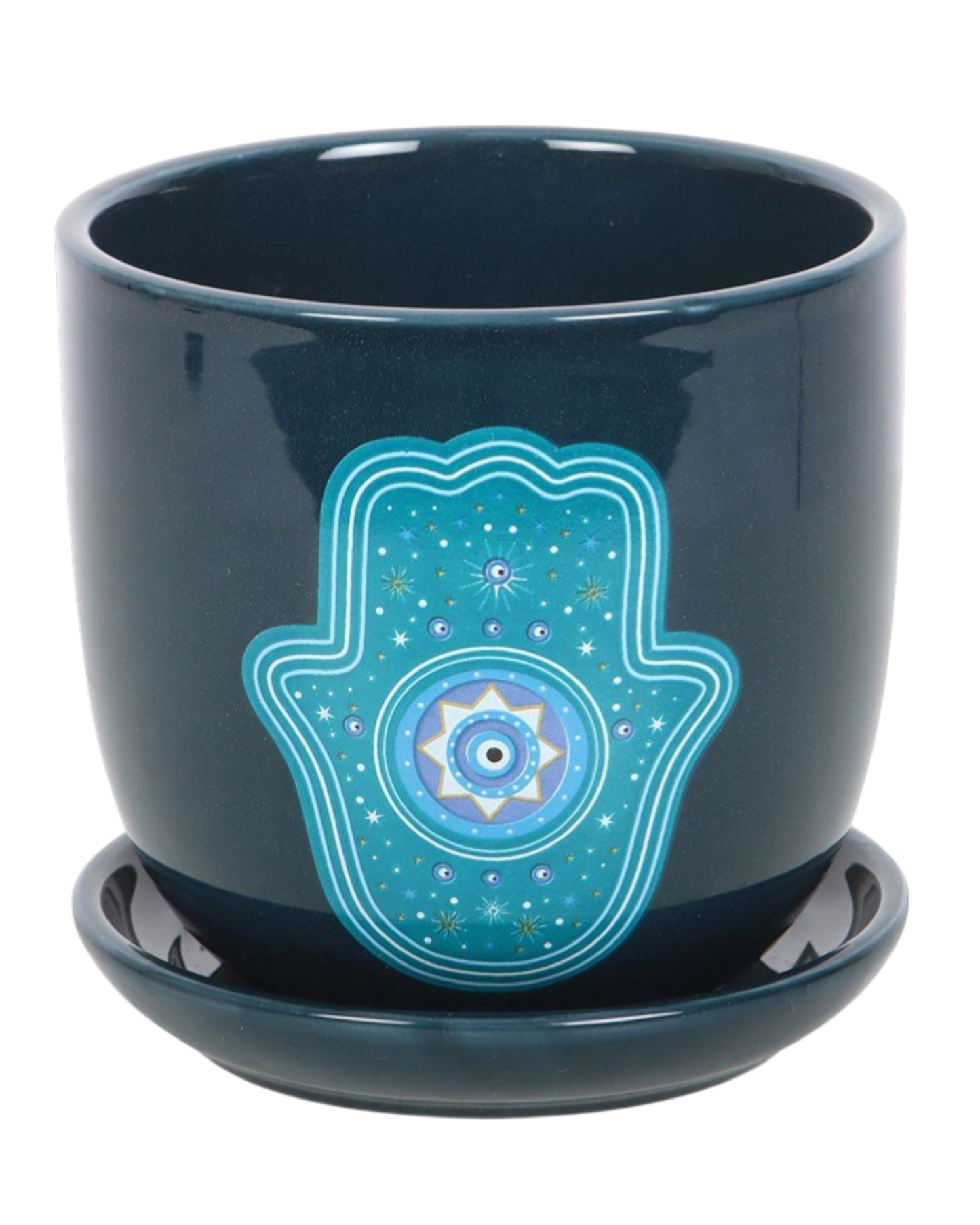 Blue Hand of Hamsa Ceramic Plant Pot NEW!