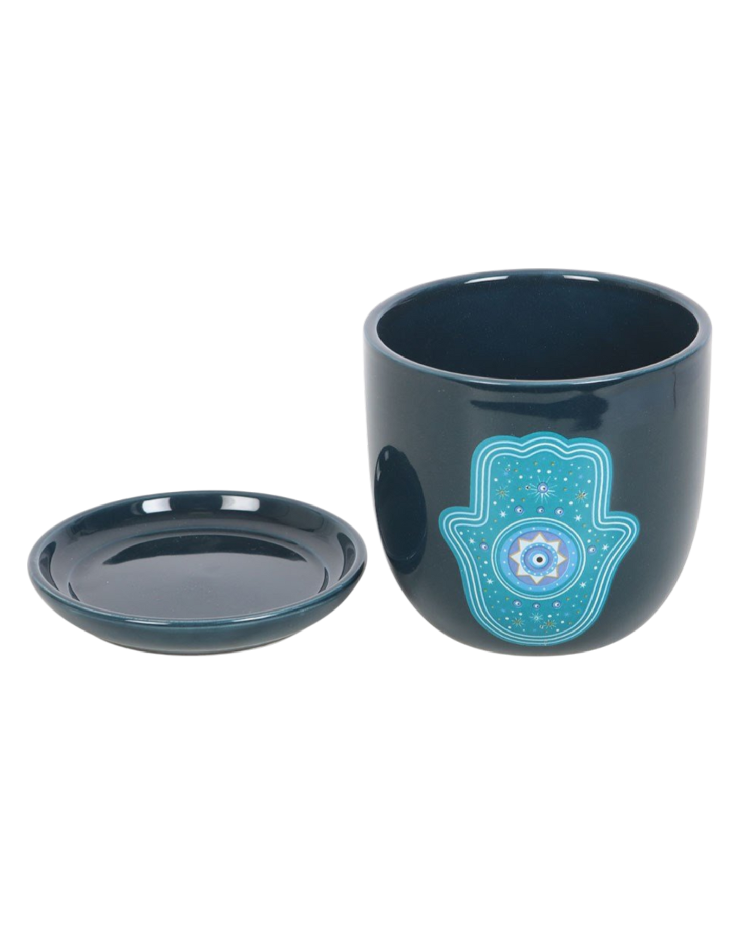 Blue Hand of Hamsa Ceramic Plant Pot NEW!