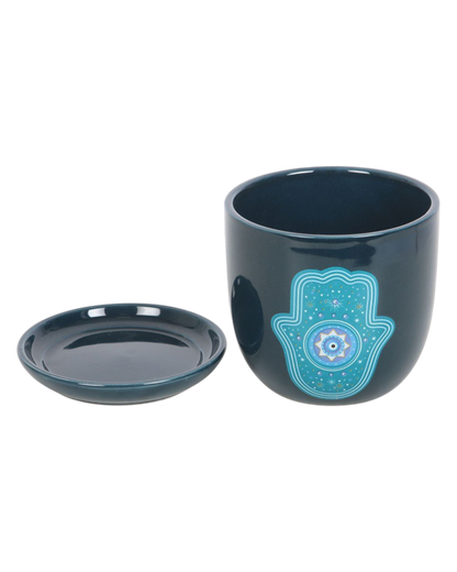 Blue Hand of Hamsa Ceramic Plant Pot NEW!