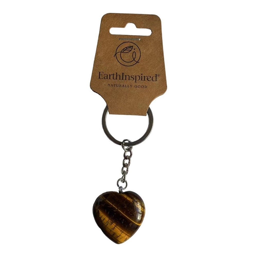 Tigers Eye Heart Keyring