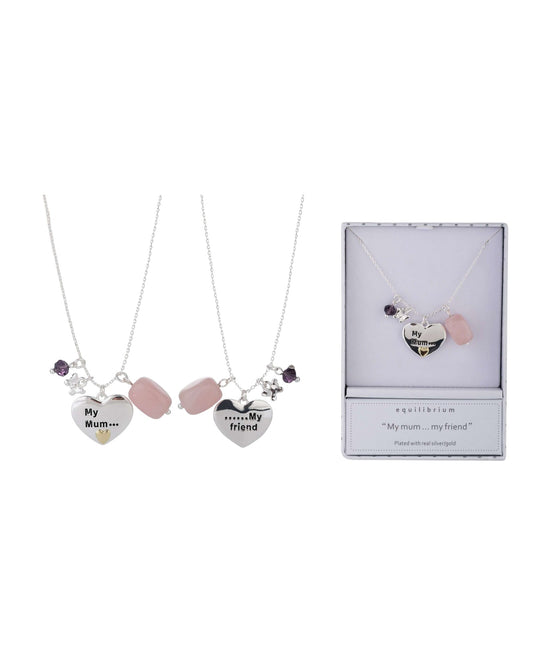 Equilibrium Double Sided Necklace Mum with Amethyst and Rose Quartz