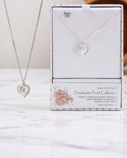 Equilibrium Modern Heart Fresh Water Pearl Necklace