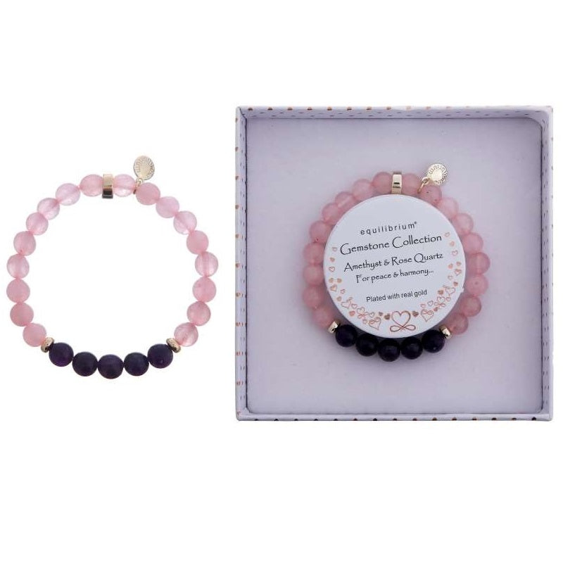 Equilibrium Gemstone Duo Bracelet Rose Quarts Amethyst