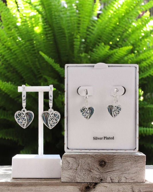 Equilibrium Paua Shell Heart Earrings
