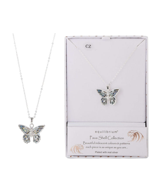 Equilibrium Paua Shell Butterfly Necklace