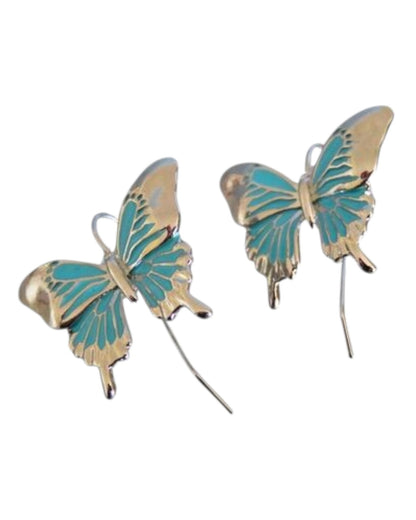 Blue Butterfly Drop Earrings