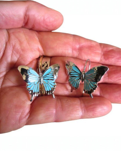Blue Butterfly Drop Earrings